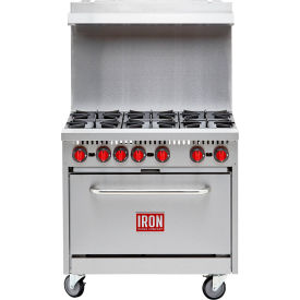 36" Gas Range with Convection Base, 6 Burner, 212000 BTU, Silver