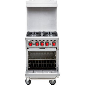 24" Gas Restaurant Range, 4 Burner, 150000 BTU, Silver