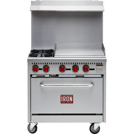 36" Restaurant Range with 24" Griddle, 2 Burner, 130000 BTU, Silver