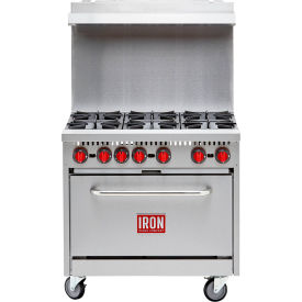 36" Gas Restaurant Range, 6 Burner, 210000 BTU, Silver