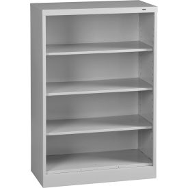 Welded Bookcase, 36"W x 18"D x 55"H, 4 Openings, Light Gray