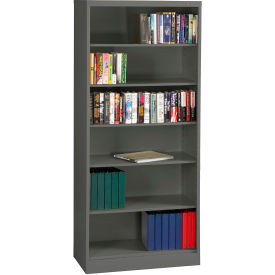 Welded Bookcase, 36"W x 18"D x 84"H, 6 Openings, Medium Gray