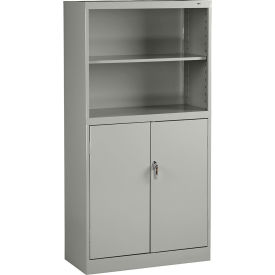 Combination Bookcase/Storage Cabinet, 36"W x 18"D x 72"H, 5 Openings, Light Gray