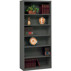 Welded Bookcase, 34-1/2"W x 13-1/2"D x 78"H, 6 Openings, Medium Gray