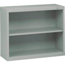Welded Bookcase, 34-1/2"W x 13-1/2"D x 28"H, 2 Openings, Light Gray