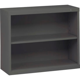 Welded Bookcase, 34-1/2"W x 13-1/2"D x 28"H, 2 Openings, Medium Gray