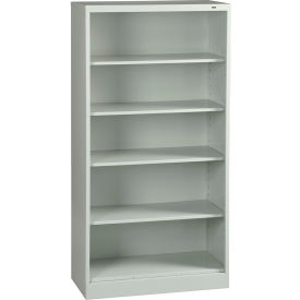 Welded Bookcase, 36"W x 18"D x 72"H, 5 Openings, Light Gray