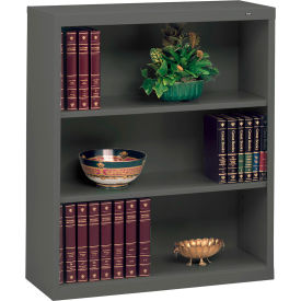 Welded Bookcase, 34-1/2"W x 13-1/2"D x 40"H, 3 Openings, Medium Gray