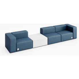 Conversa 3 Person Sofa with White Occasional Table & Power Outlet, Dillon Ocean Vinyl