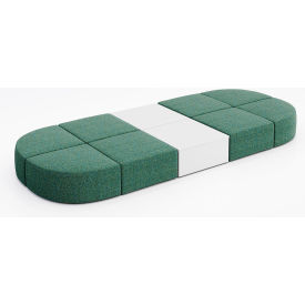 Conversa 8 Person Modular Seating with White Occasional Table, Connelly Peacock Fabric