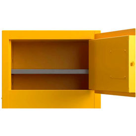 Flammable Safety Cabinet, Manual Close, 6 Gallon Cap., 24"W x 18"D x 19"H, Yellow