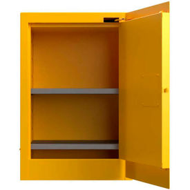 Flammable Safety Cabinet, Manual Close, 12 Gallon Cap., 24"W x 18"D x 36"H, Yellow