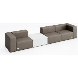 Conversa 3 Person Sofa with White Occasional Table & Power Outlet, Dillon Storm Vinyl