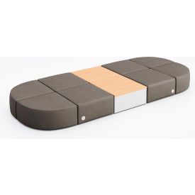 Conversa 8 Person Modular Seating with Natural Table & Power Outlet, Dillon Storm Vinyl
