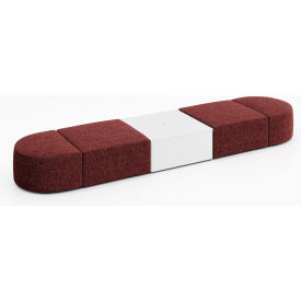 4 Person Modular Seating with White Table & Power Outlet, Connelly Firefinch Fabric