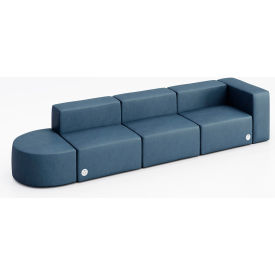 Conversa 4 Person Sofa with Power Outlet, Dillon Ocean Vinyl