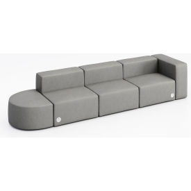 Conversa 4 Person Sofa with Power Outlet, Dillon Steel Vinyl