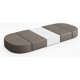 Conversa 8 Person Modular Seating with White Occasional Table, Dillon Storm Vinyl