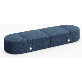 Conversa 4 Person Modular Seating with Power Outlet, Connelly Blue Jay Fabric