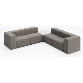 Conversa 4 Person Corner Sofa with White Occasional Table, Connelly Dove Fabric
