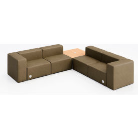 Conversa 4 Person Corner Sofa with Natural Table & Power Outlet, Dillon Safari Vinyl