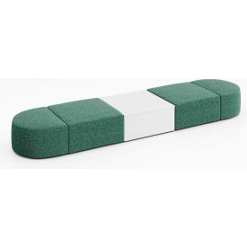 Conversa 4 Person Modular Seating w/ White Table & Power Outlet, Connelly Peacock Fabric