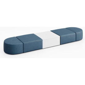 Conversa 4 Person Modular Seating with White Table & Power Outlet, Dillon Ocean Vinyl