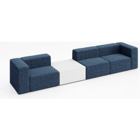 Conversa 3 Person Sofa with White Occasional Table, Connelly Blue Jay Fabric