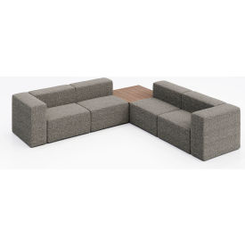 Conversa 4 Person Corner Sofa with Studio Teak Occasional Table, Connelly Dove Fabric