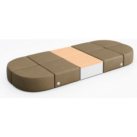 Conversa 8 Person Modular Seating with Natural Table & Power Outlet, Dillon Safari Vinyl