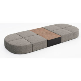 Conversa 8 Person Modular Seating w/ Studio Teak Occasional Table, Connelly Dove Fabric