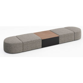 Conversa 4 Person Modular Seating w/ Studio Teak Occasional Table, Connelly Dove Fabric