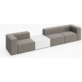 Conversa 3 Person Sofa with White Occasional Table, Connelly Dove Fabric