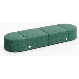 Conversa 4 Person Modular Seating with Power Outlet, Connelly Peacock Fabric