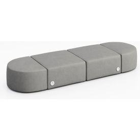 Conversa 4 Person Modular Seating with Power Outlet, Dillon Steel Vinyl