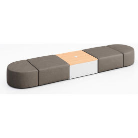 Conversa 4 Person Modular Seating with Natural Table & Power Outlet, Dillon Storm Vinyl