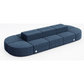 Conversa 10 Person Modular Seating with Power Outlet, Connelly Blue Jay Fabric