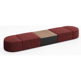 Conversa 4 Person Modular Seating with Studio Teak Table, Connelly Firefinch Fabric