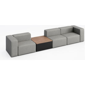 Conversa 3 Person Sofa with Studio Teak Occasional Table, Dillon Steel Vinyl