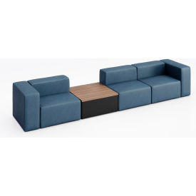 Conversa 3 Person Sofa with Studio Teak Occasional Table, Dillon Ocean Vinyl