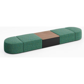 Conversa 4 Person Modular Seating with Studio Teak Table, Connelly Peacock Fabric