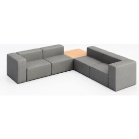 Conversa 4 Person Corner Sofa with Natural Occasional Table, Dillon Steel Vinyl