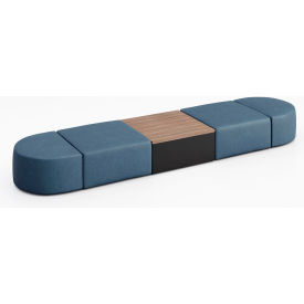Conversa 4 Person Modular Seating with Studio Teak Occasional Table, Dillon Ocean Vinyl