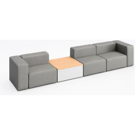 Conversa 3 Person Sofa with Natural Occasional Table, Dillon Steel Vinyl