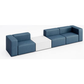 Conversa 3 Person Sofa with White Occasional Table, Dillon Ocean Vinyl