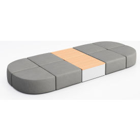 Conversa 8 Person Modular Seating with Natural Occasional Table, Dillon Steel Vinyl