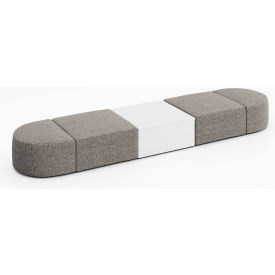 Conversa 4 Person Modular Seating with White Occasional Table, Connelly Dove Fabric