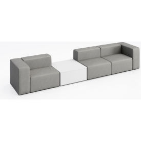 Conversa 3 Person Sofa with White Occasional Table, Dillon Steel Vinyl