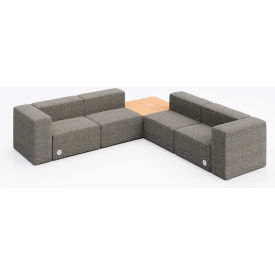 Conversa 4 Person Corner Sofa with Natural Table & Power Outlet, Connelly Dove Fabric