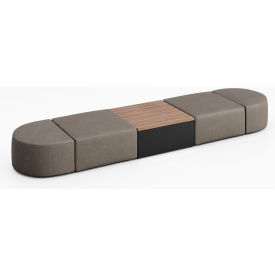 Conversa 4 Person Modular Seating with Studio Teak Occasional Table, Dillon Storm Vinyl